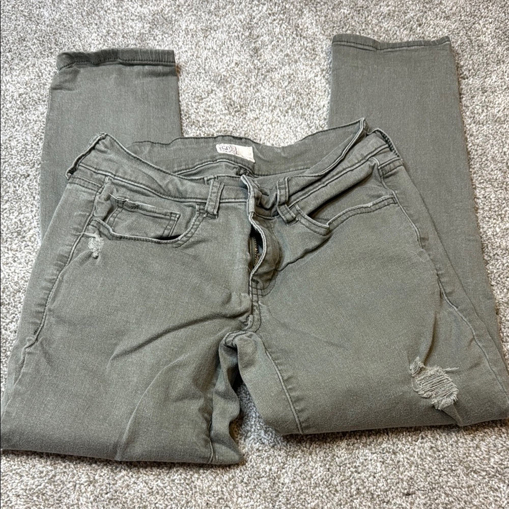 Taupe Skinny Distressed Jeans